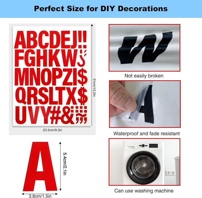LONGMUU 220 Pieces Iron on Letters for Clothing, 5 Sheets of White Heat Transfer Vinyl for T Shirts, A-Z Patches PU DIY Crafts Alphabets Sticker for Fabric - Image 3